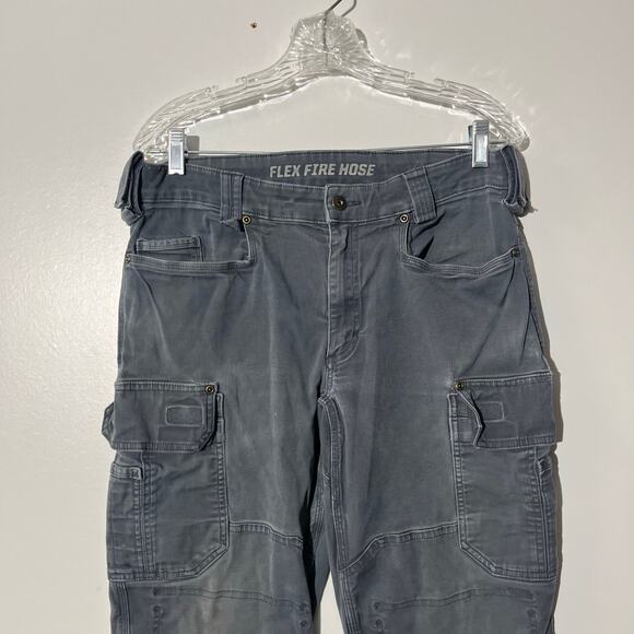Duluth Trading Cargo Pants Flex Fire Hose Double Knee Gray Workwear Men’s 34x30 - Picture 2 of 7